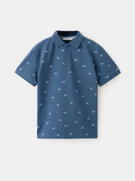 Polo z nadrukiem Dzieci lata MANGO KIDS niebieski