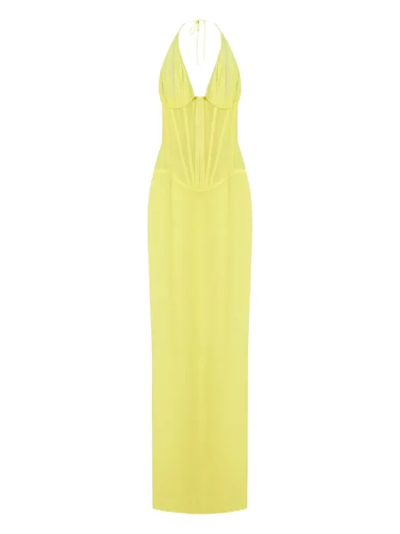 Rochie maxi Mônot cu gât halter galben