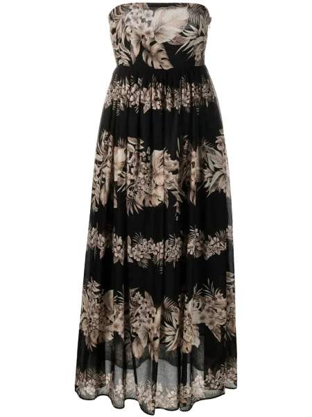 Rochie maxi Twinset cu model floral cu imagine de costum negru