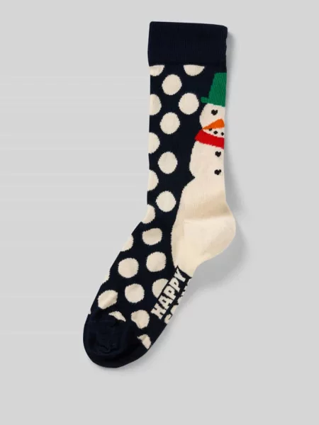 Skarpety o kroju regular fit z wyhaftowanym logo model ‘Jumbo’ Happy Socks granatowe