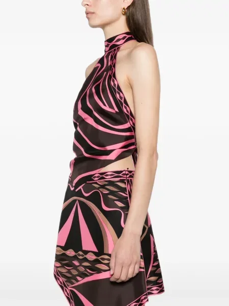 Top Pucci de mătase cu imagine negru