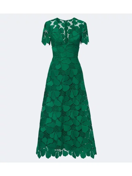 Sukienka koktajlowa Elie Saab koronkowa zielona