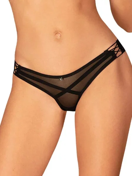 Трусики стринг из микросетки Стринги_Obsessive_Roxelia чорні