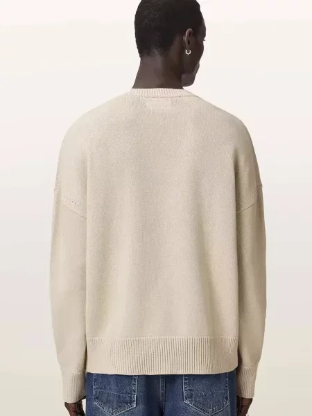 AllSaints hanorac oversized pentru bărbați din CROSSED bej