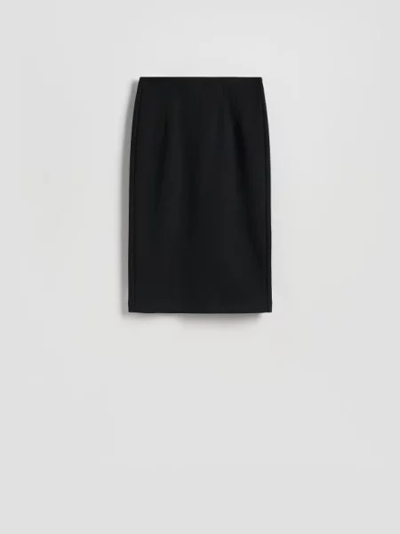 Reserved Spódnica midi z rozcięciem czarny