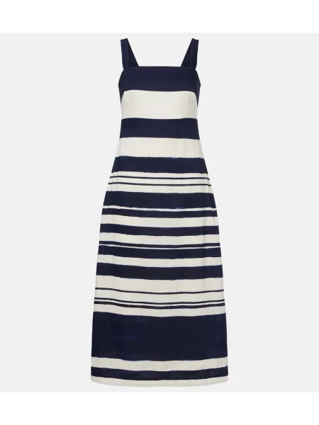 Rochie midi Veronica Beard de in cu dungi până la genunchi albastru