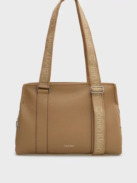 Сумка шопер Calvin Klein з ремінцями бежева
