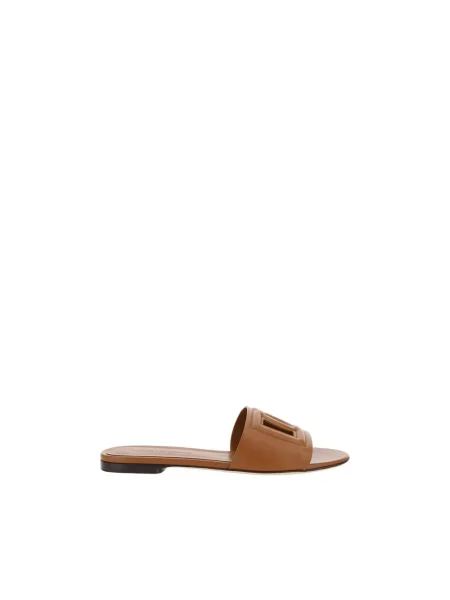 Klapki Dolce And Gabbana skórzane brązowe
