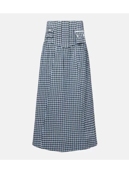 Fusta maxi Ganni cu talie înaltă albastru