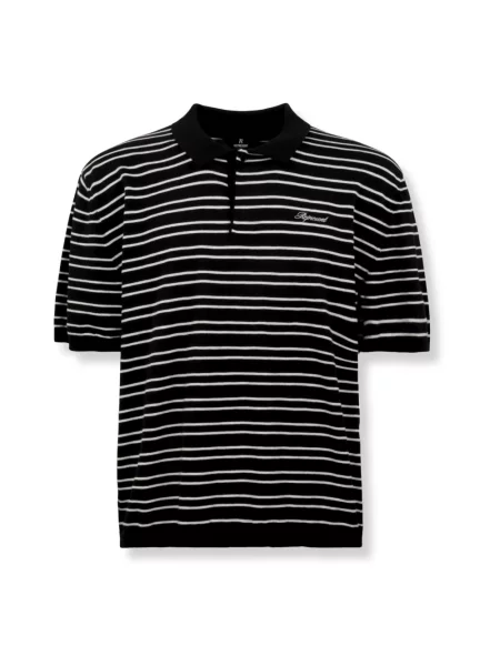 Dzianinowa koszulka polo Represent w paski z paskiem czarna