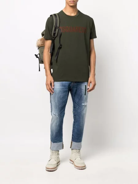 Raštuotas trumpas marškinėliai Dsquared2 žalia