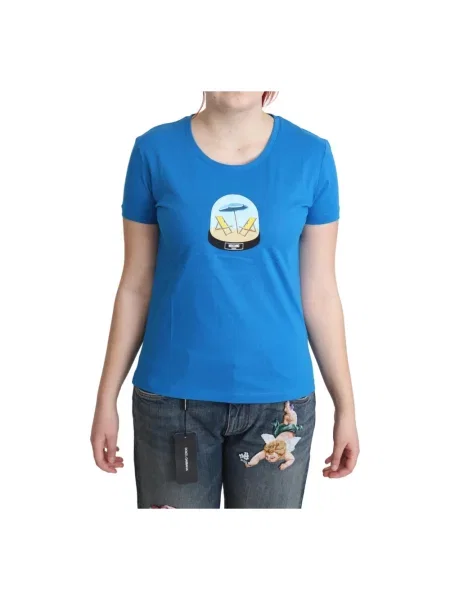 Koszulka Moschino z krótkim rękawem niebieska