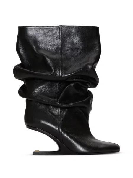 Cizme scurte Balmain din piele cu pană negru