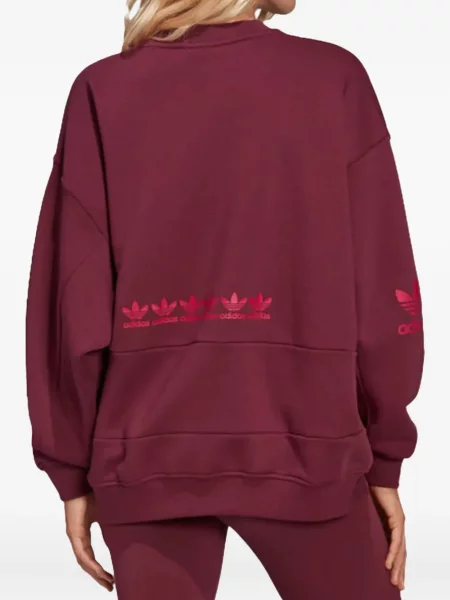 Legginsy Adidas do biegania z nadrukiem z dekoltem w serek czerwone