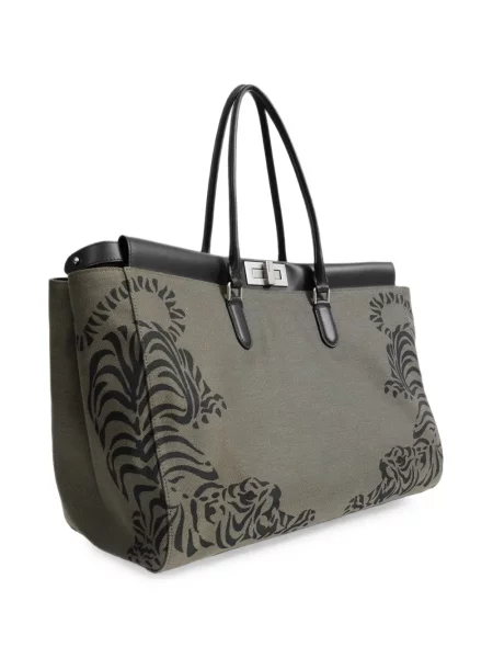 Τσάντα Fendi Peekaboo με σχέδιο με ρίγες τίγρη πράσινο