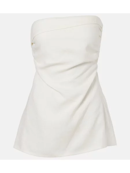 Lniany top Faithfull bez ramiączek biały