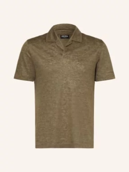 Zegna Lněné Polo Tričko Z Džersího Úpletu černošedá