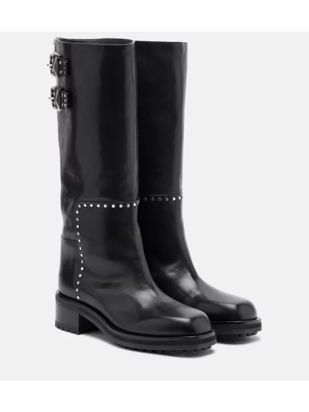 Botine Jimmy Choo din piele biker negru
