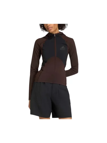Top sportowy Adidas z kapturem brązowy