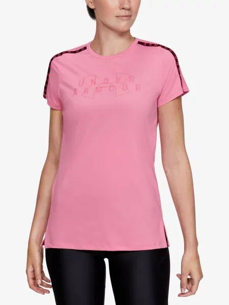 Tricou sport Under Armour cu autograf roz