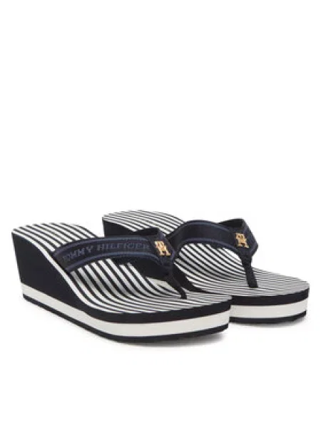 Žabky Tommy Hilfiger Stripes Wedge Beach Sandal space blue modré
