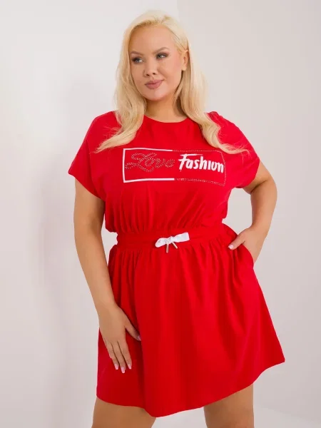 Elastyczna talia sukienka Fashionhunters garniturowa czerwona