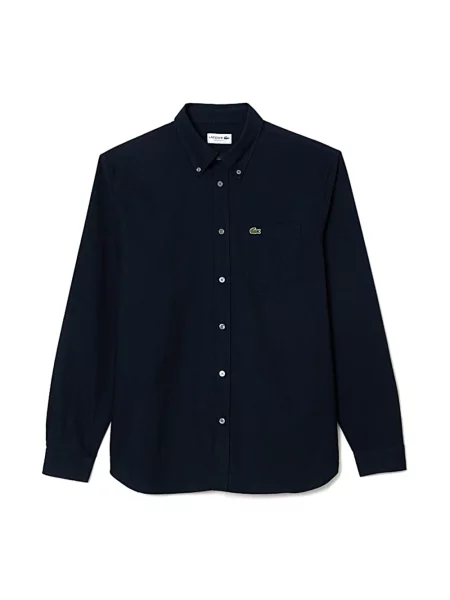 Lacoste koszula niebieski regular z kołnierzykiem button-down szara