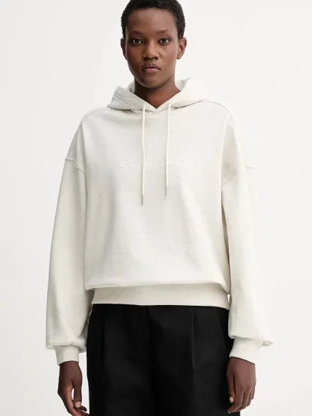 Суичър с качулка Calvin Klein с качулка с апликация черно