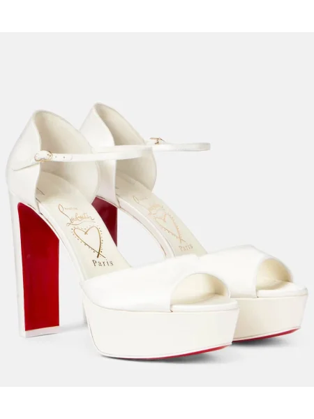 Sandale Christian Louboutin din satin alb