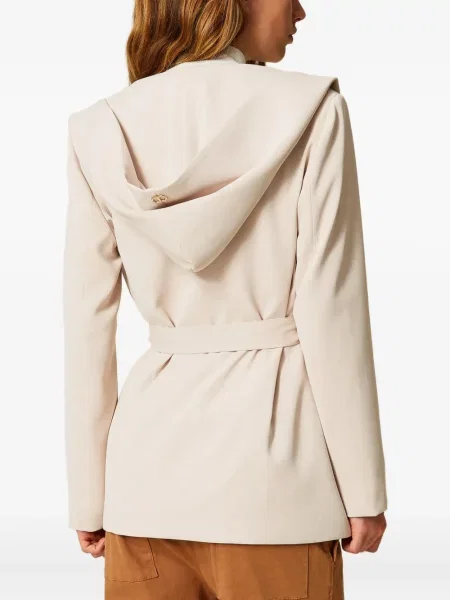 Sacou Twinset cu glugă alb