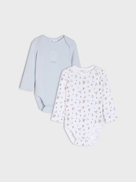 Sinsay body s květinovým motivem 2 pack bílá