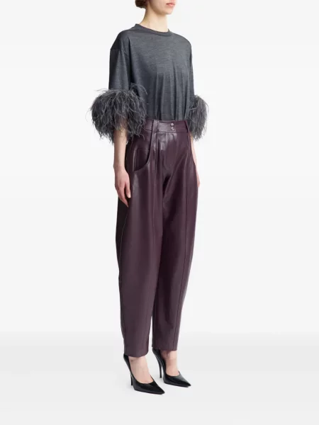 Pantaloni 16arlington din piele roșu