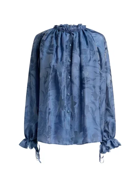 Cămașă Etro de mătase cu model floral albastru