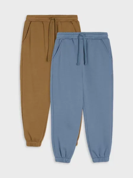 Sinsay Zateplené teplákové kalhoty jogger oversize 2 ks hnědá