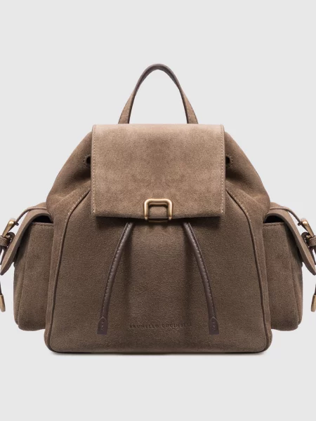 Замшевий рюкзак Brunello Cucinelli коричневий