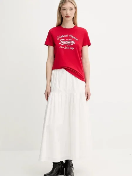 Tommy Jeans Kratka majica rdeča