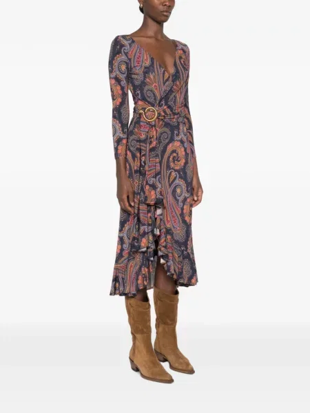 Μίντι φόρεμα Etro με σχέδιο paisley μπλε