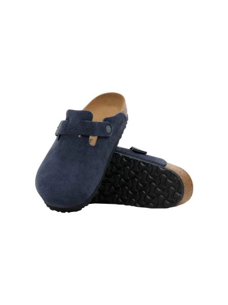 Birkenstock Mules încălțăminte Boston LEVE | narrow fit | piele întoarsă albastru