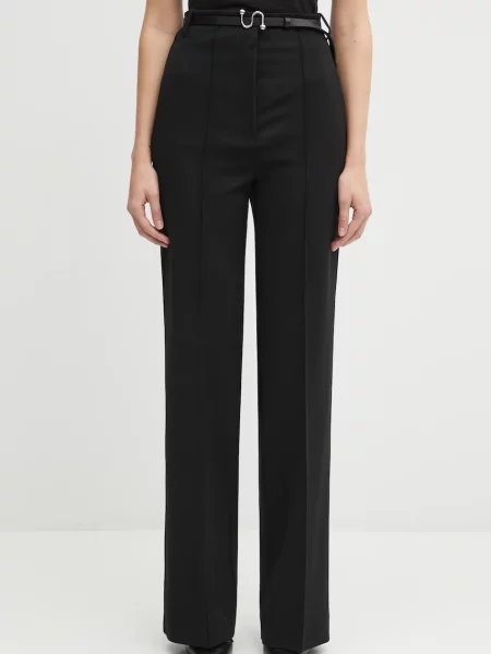 Sportmax pantaloni TEXAS evazati high waist negru