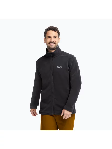 Hanorac din fleece Jack Wolfskin din fleece negru
