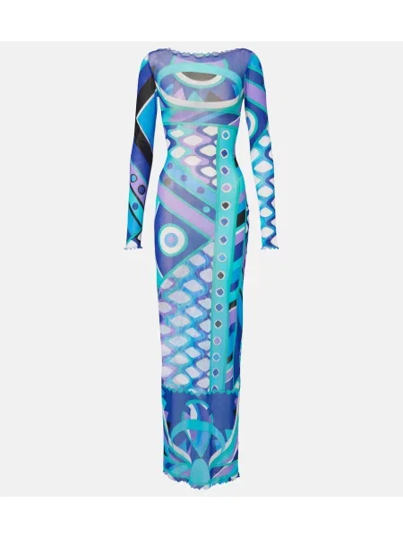 Rochie maxi Pucci cu volane din tul