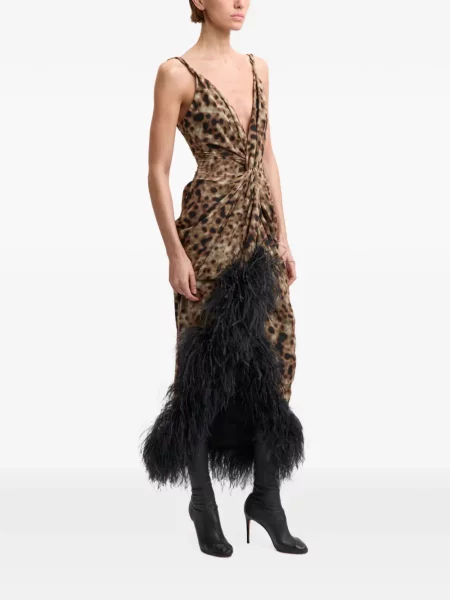 Rochie midi 16arlington cu pene maro