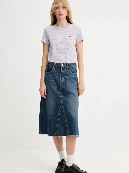 Levi's spódnica jeansowa midi rozkloszowana niebieski