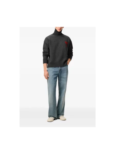 Sweter z golfem Ami Paris szary
