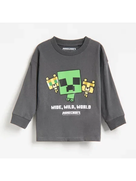 Reserved tričko s dlouhým rukávem Minecraft tmavě šedá
