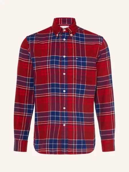 Tommy Hilfiger Flanelová Košile Regular Fit / tmavě fialová / tmavě modrá červená