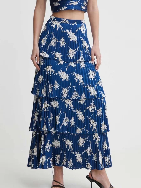 Sukně Abercrombie & Fitch tmavomodrá maxi áčková