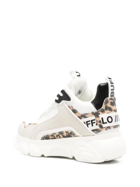 Sneakerși Buffalo cu imagine cu model leopard alb