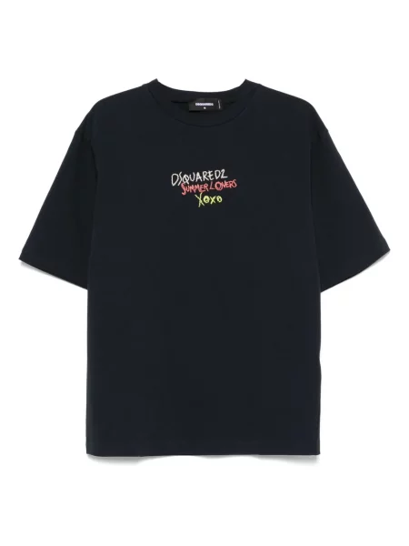 Tricou Dsquared2 cu broderie albastru