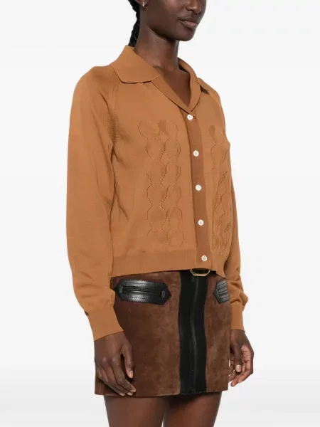 Cardigan Marni tricotate cu autograf maro